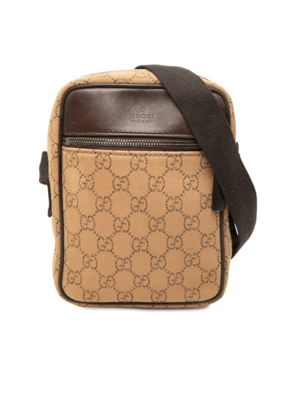 Gucci GG Canvas Crossbody Shoulder Bag Brown
